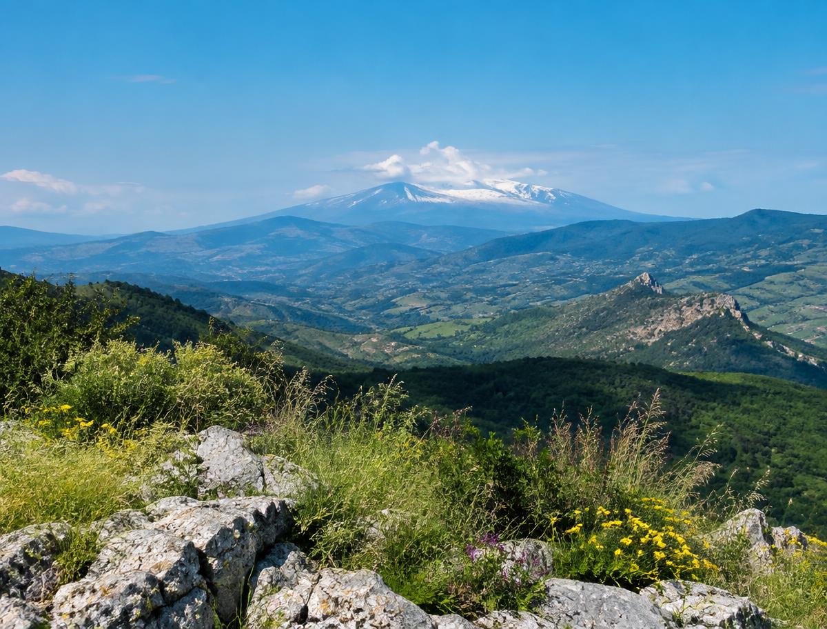 The Nebrodi landscape and Mount Etna