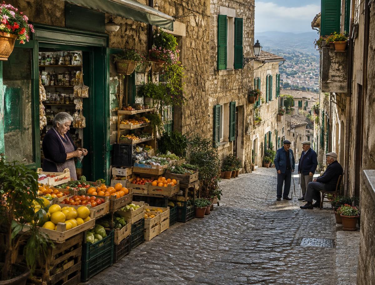A local food shop on a Troina street